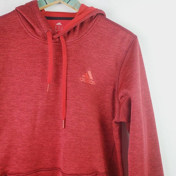 Adidas Men's Team Issue Red/Black Mélange Fleece Hoodie with Red Logo, Sz Sm - Picture 5 of 12